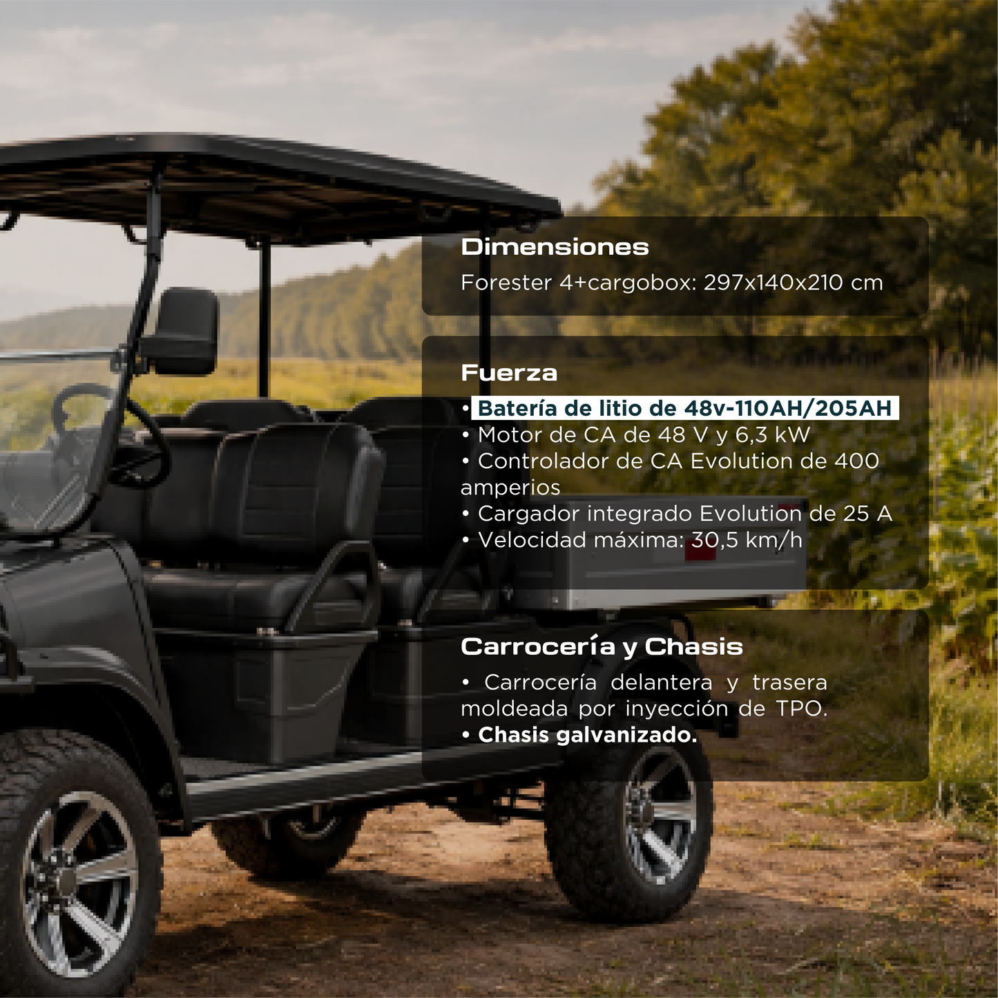 Carrito de Golf Forester 4 + Cargo Box