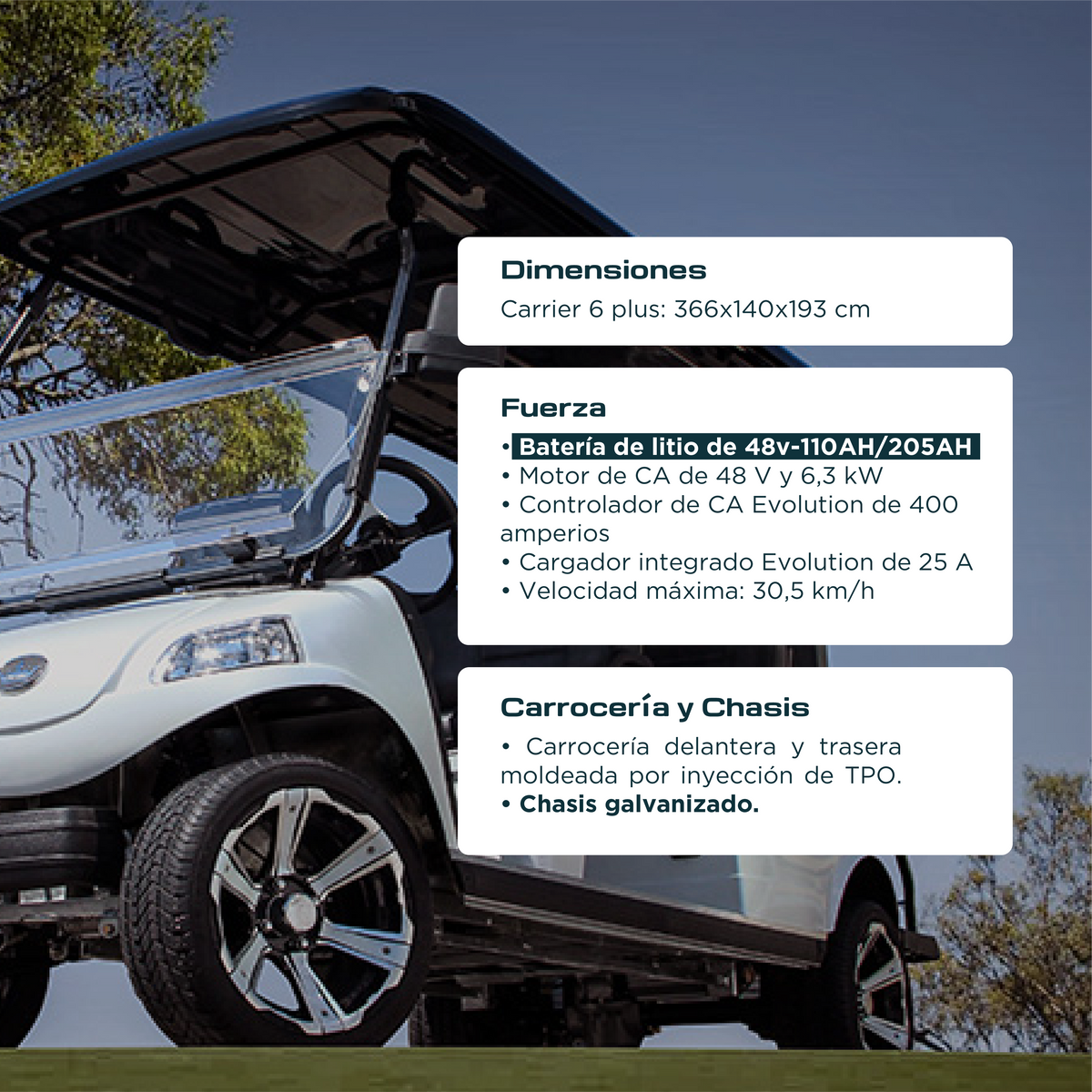 Vehículo Eléctrico Evolution Carrier 6 Plus