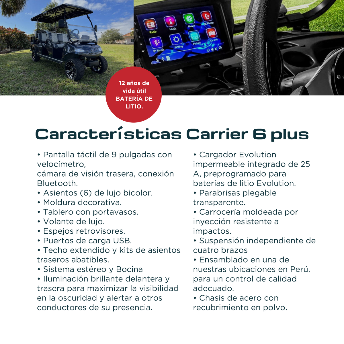 Vehículo Eléctrico Evolution Carrier 6 Plus